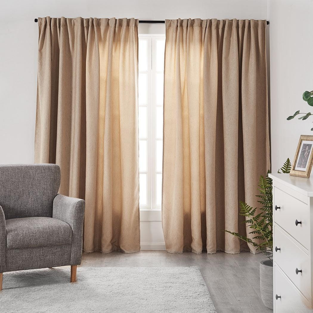 2X Blockout Curtains Curtain Living Room Window Buff 180CM x 230CM Deals499