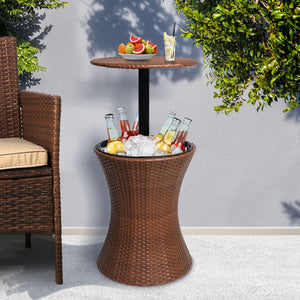 Cooler Ice Bucket Table Bar Outdoor Setting Furniture Patio Pool Storage Box Brown Deals499