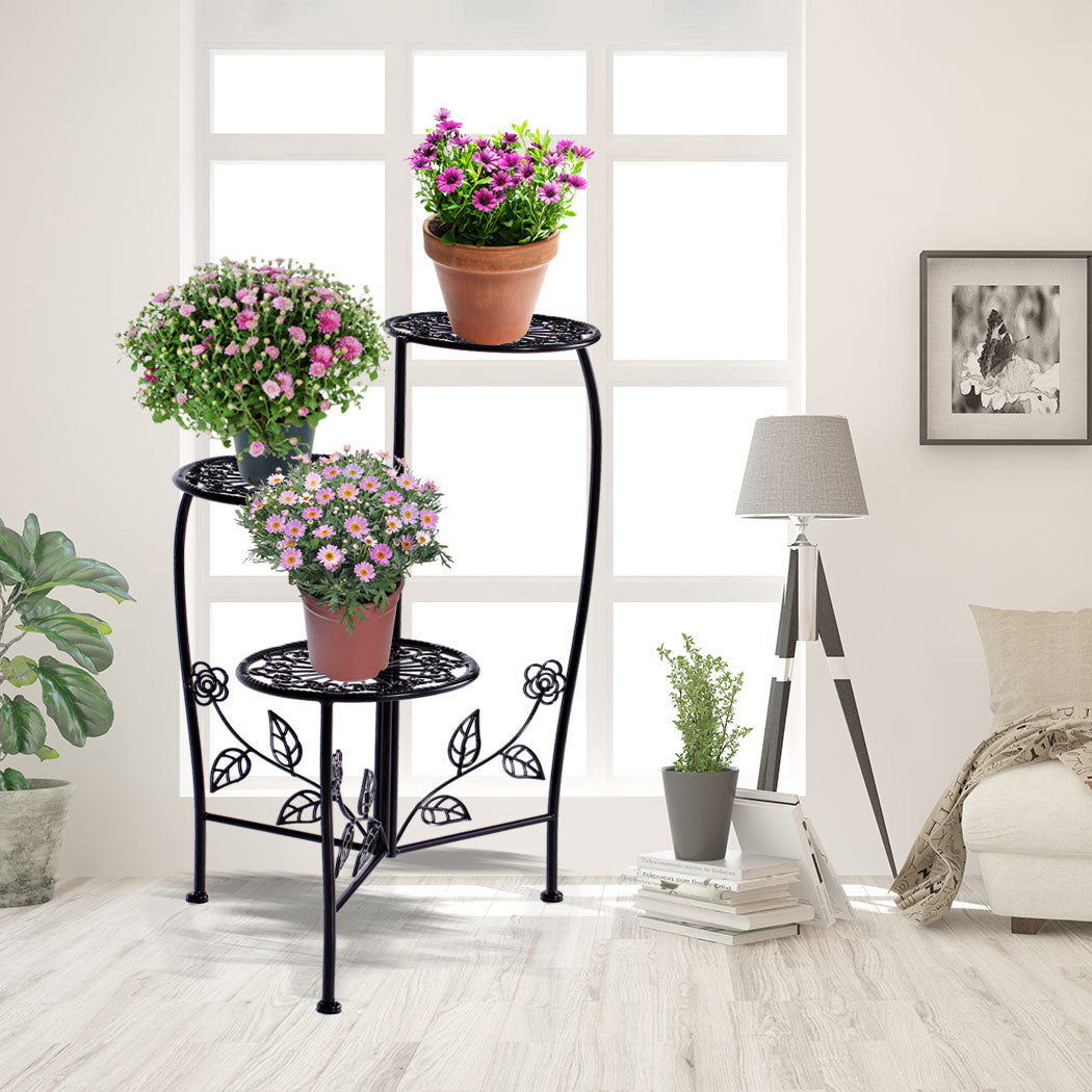 2X Wrought Iron Outdoor Indoor Flower Pots Plant Stand Garden Metal Corner Shelf Deals499