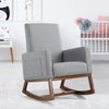 Nursing Baby Feeding Rocking Chair Linen Fabirc Solid Wood Frame Grey Deals499