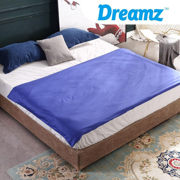 DreamZ 121x92cm Cotton Anti Anxiety Weighted Blanket Cover Protector Blue DreamZ