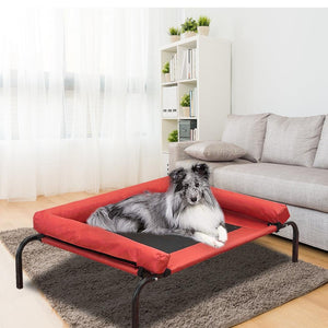 PaWz Pet Bed Heavy Duty Frame Hammock Bolster Trampoline Dog Puppy Mesh L Red Deals499
