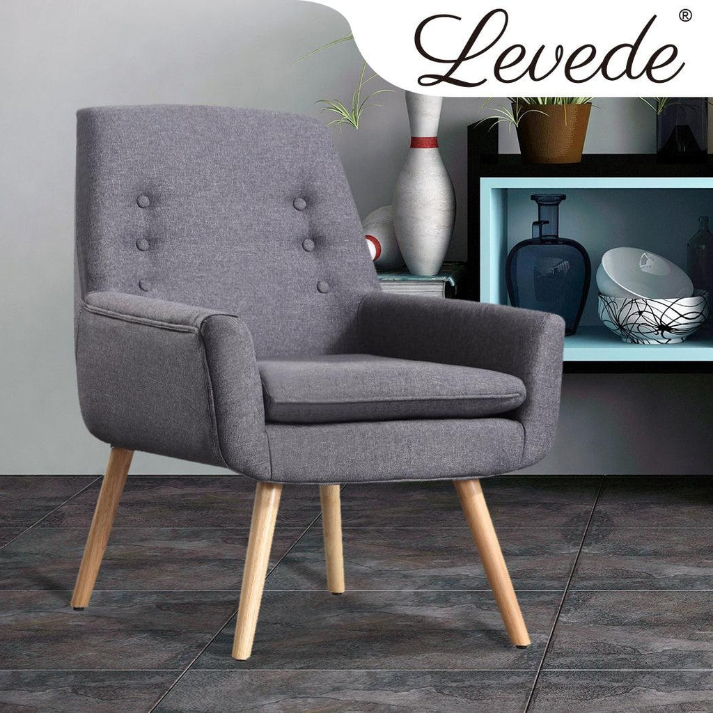 2x Levede Luxury Upholstered Armchair Dining Chair Accent Sofa Padded Fabric Deals499
