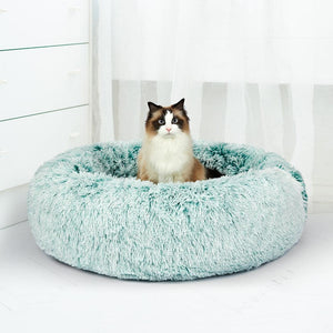 Pet Bed Cat Dog Donut Nest Calming Mat Soft Plush Kennel Teal L Deals499