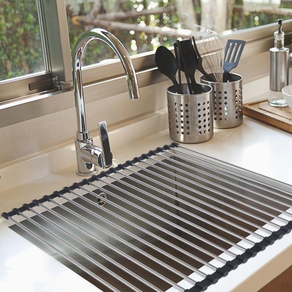 Stainless Steel Sink Kitchen Dish Drainer Foldable Drying Rack Roll-Up RackOver Type 1 Deals499