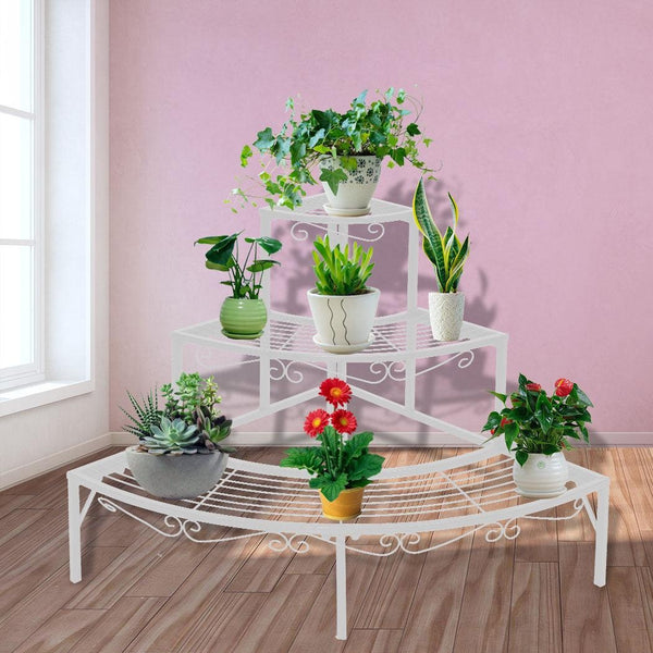 Levede Outdoor Indoor Pot Plant Stand Garden Metal 3 Tier Planter Corner Shelf Deals499