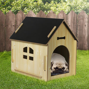 Wooden Dog House Pet Kennel Timber Indoor Cabin Medium Oak M Deals499