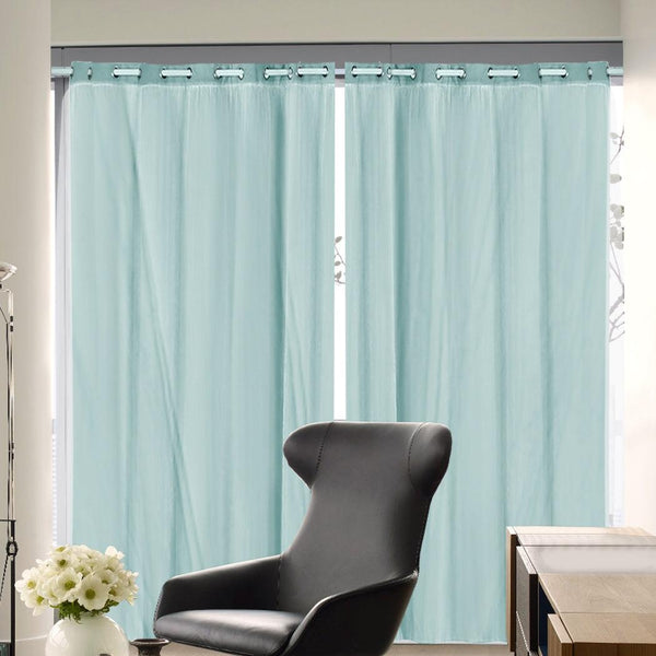 2x Blockout Curtains Panels 3 Layers with Gauze Room Darkening 240x213cm Aqua Deals499
