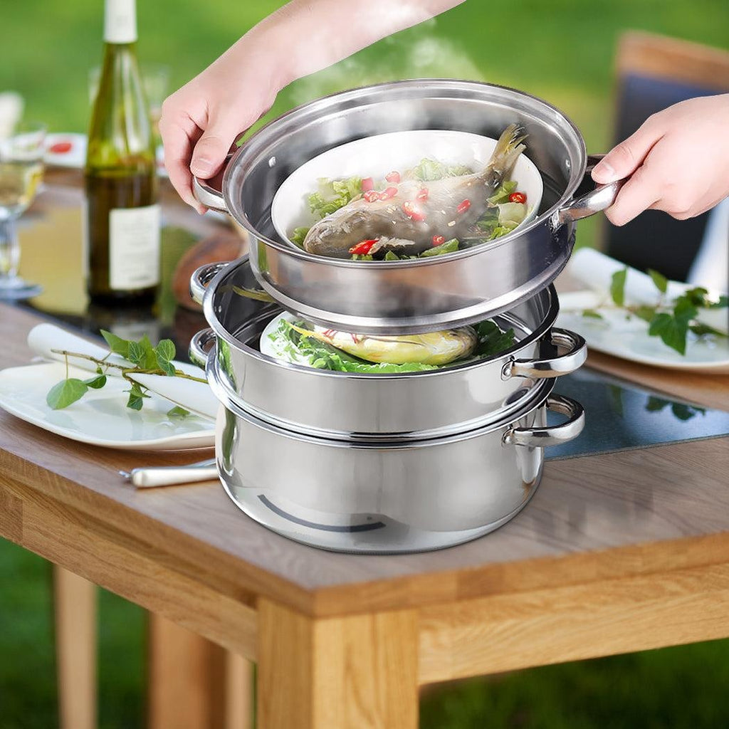 3 Tier Stainless Steel Steamer Meat Vegetable Cooking Steam Hot Pot Kitchen Tool Deals499