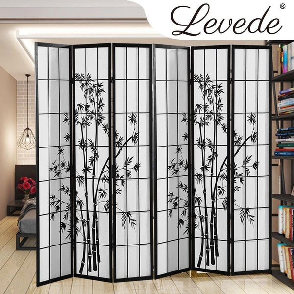 Levede 6 Panel Free Standing Foldable  Room Divider Privacy Screen Bamboo Print Deals499