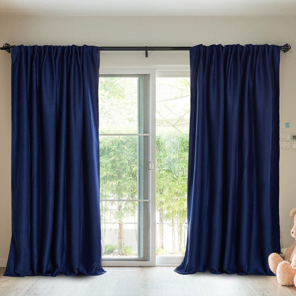 2X Blockout Curtains Curtain Blackout Bedroom 180cm x 230cm Navy Deals499