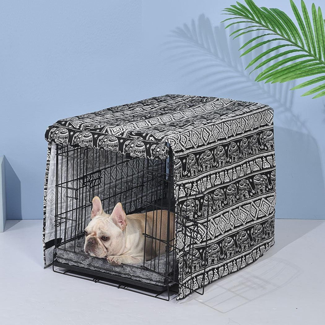 PaWz Pet Dog Cage Crate Metal Carrier Portable Kennel With Bed Cover 30