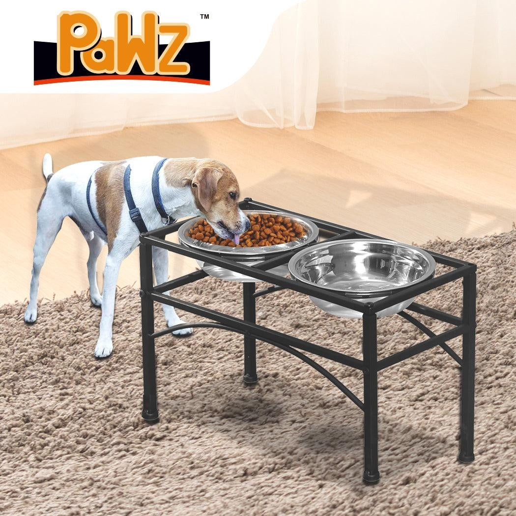 PaWz Dual Elevated Raised Pet Dog Feeder Bowl Stainless Steel Food Water Stand Deals499