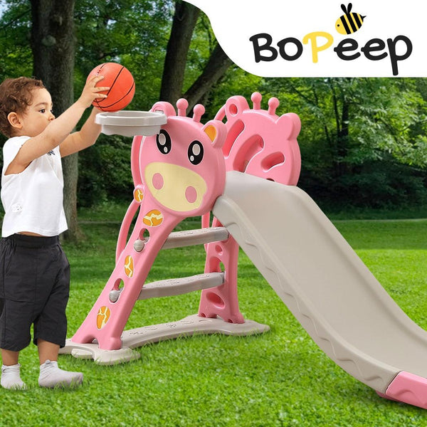 BoPeep Kids Slide Outdoor Basketball Ring Activity Center Toddlers Play Set Pink Deals499