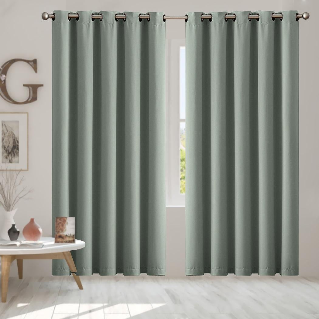 2x Blockout Curtains Panels 3 Layers Eyelet Room Darkening 180x230cm Grey Deals499