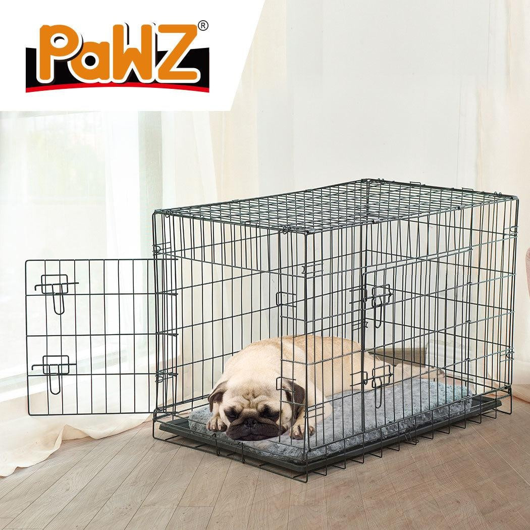 PaWz Pet Dog Cage Crate Metal Carrier Portable Kennel With Bed 48