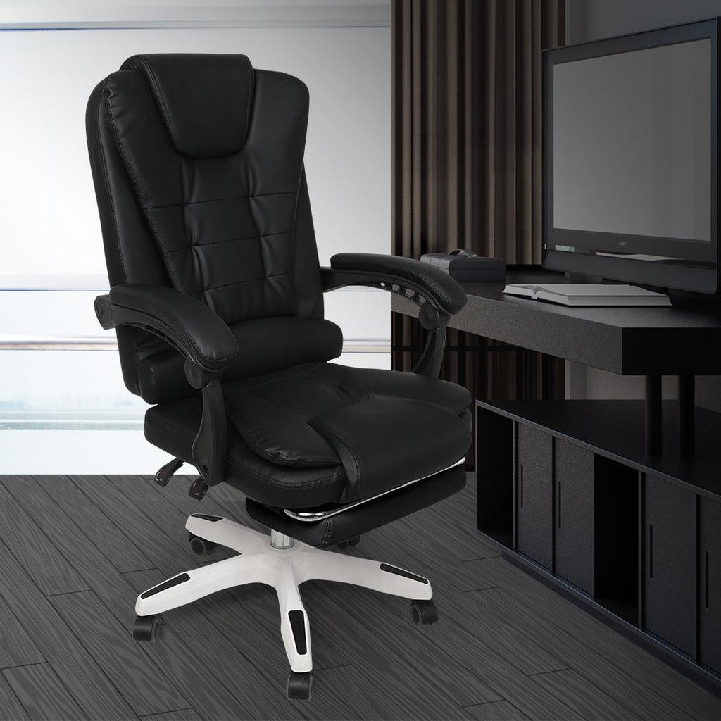 Gaming Chair Office Computer Seat Racing PU Leather Executive Footrest Racer Black Deals499