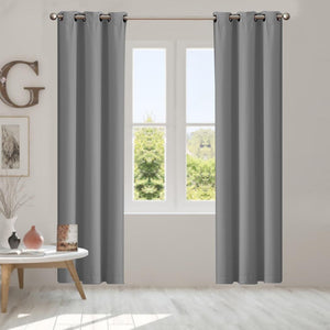 2x Blockout Curtains Panels 3 Layers Eyelet Room Darkening 132x213cm Grey Deals499