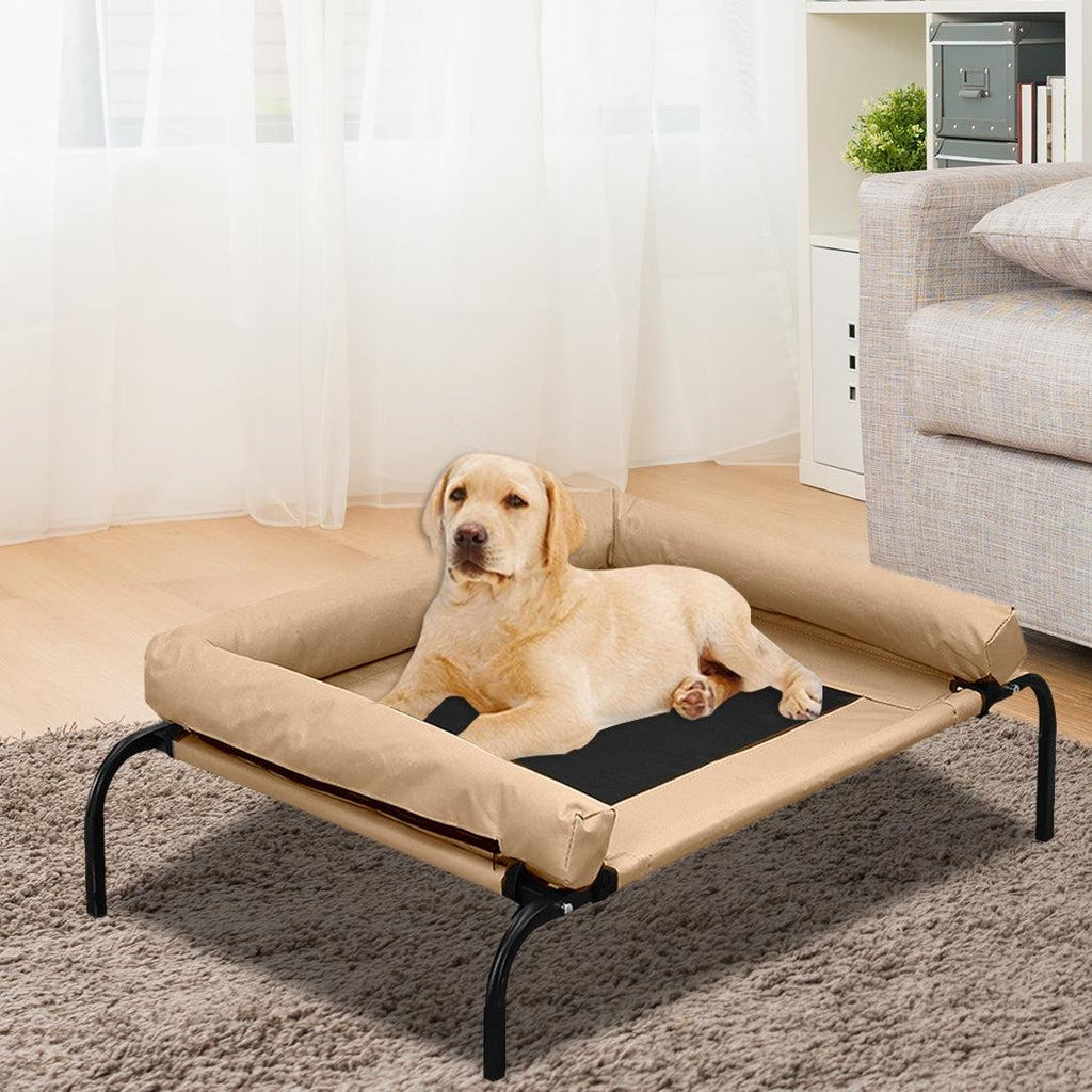 PaWz Pet Bed Heavy Duty Frame Hammock Bolster Trampoline Dog Puppy Mesh S Tan Deals499
