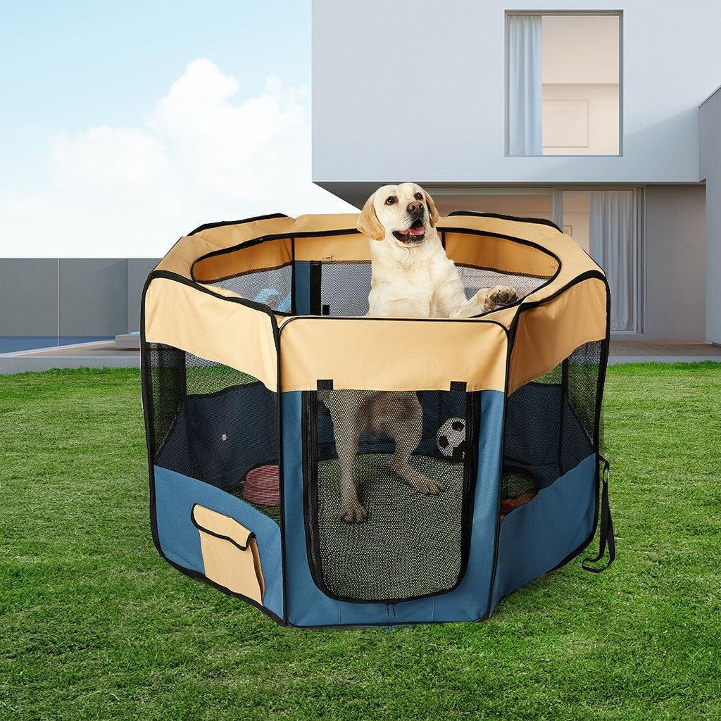 8 Panel Pet Playpen Dog Puppy Play Exercise Enclosure Fence Blue XL Deals499