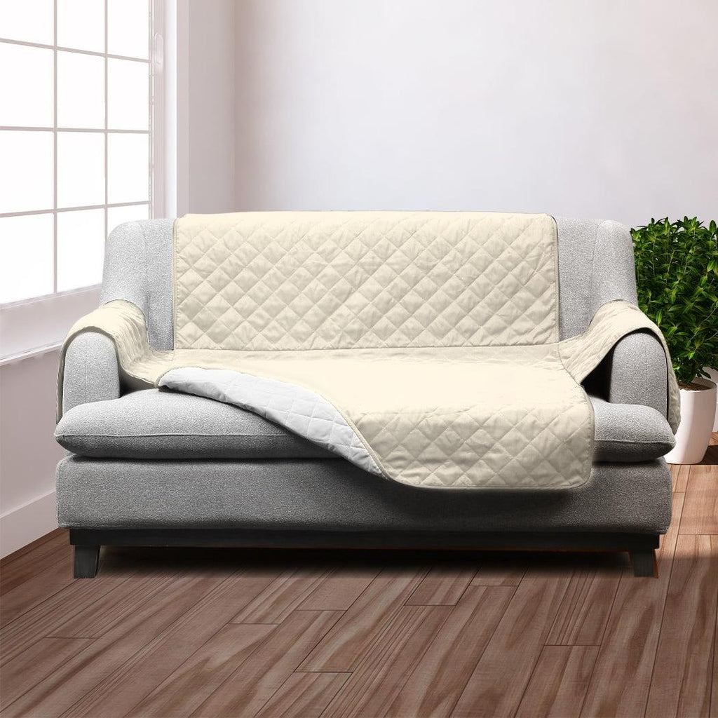3 Seater Sofa Covers Quilted Couch Lounge Protectors Slipcovers Khaki Deals499
