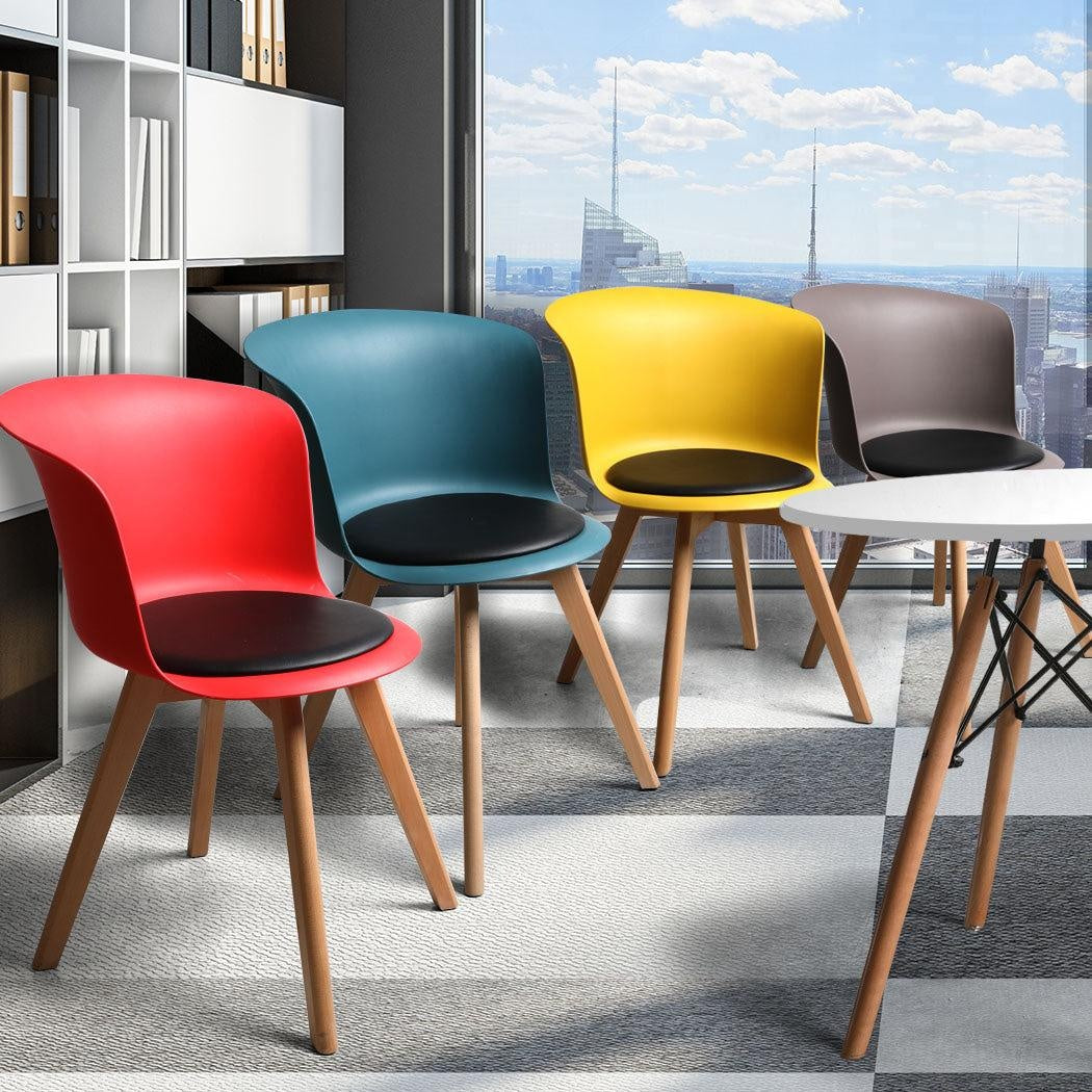 4Pcs Office Meeting Chair Set PU Leather Seats Dining Chairs Home Cafe Retro Type 3 Deals499