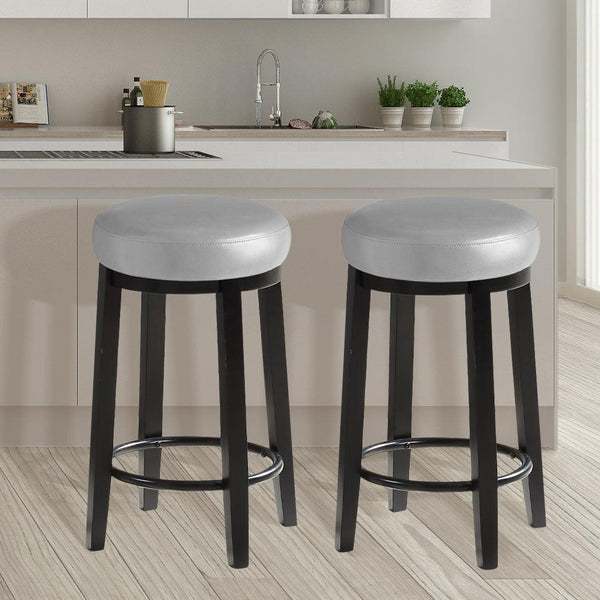 2x Levede 75cm Swivel Bar Stool Kitchen Stool Wood Barstools Dining Chair Grey Deals499