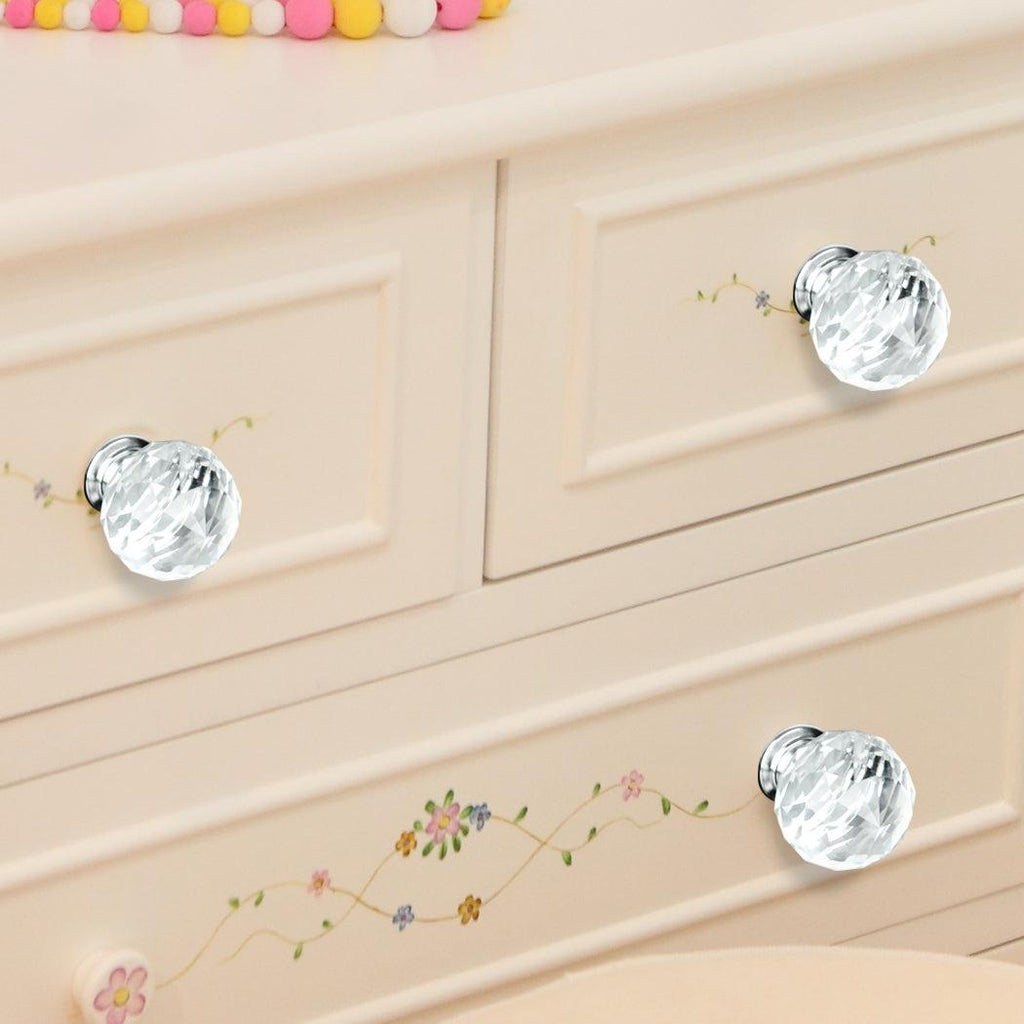 30mm 10Pack Clear Crystal Glass Door Pull Knobs Knob Drawer Handle Cabinet +Screw Deals499