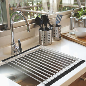 Stainless Steel Sink Kitchen Dish Drainer Foldable Drying Rack Roll-Up RackOver Type 2 Deals499