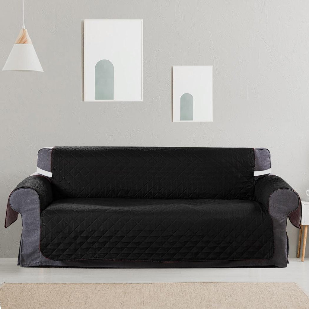 Sofa Cover Couch Lounge Protector Quilted Slipcovers Waterproof Black 335cm x 218cm Deals499