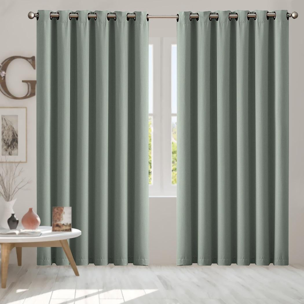 2x Blockout Curtains Panels 3 Layers Eyelet Room Darkening 240x230cm Grey Deals499
