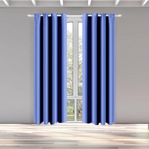 2x Blockout Curtain 3 Layers Eyelet Fabric Room Darkening 140x213cm Navy blue Deals499