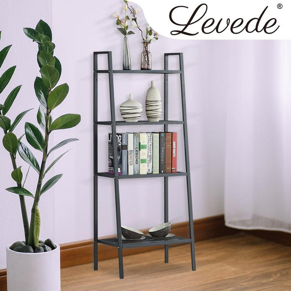 4 Tier Ladder Shelf Unit Bookshelf Bookcase Book Storage Display Rack Stand Deals499