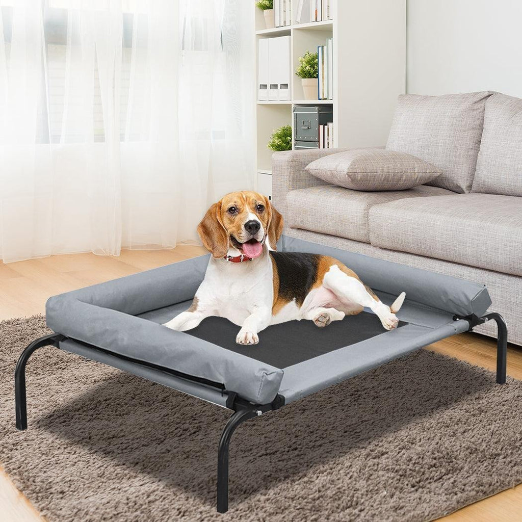 PaWz Heavy Duty Pet Bed Bolster Trampoline Dog Puppy Cat Hammock Mesh M Grey Deals499