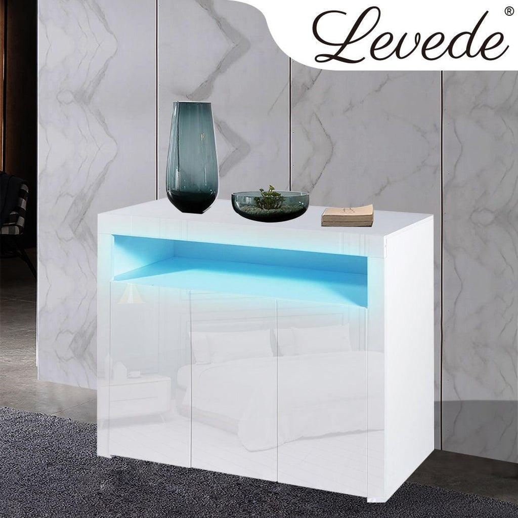 Levede Buffet Sideboard Cabinet Storage Modern High Gloss Furniture  White Deals499