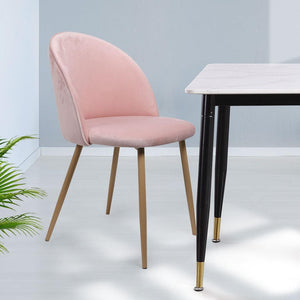 2x Dining Chairs Seat French Provincial Kitchen Lounge Chair Pink Deals499