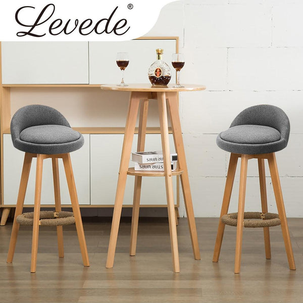 2x Levede Fabric Swivel Bar Stool Kitchen Stool Dining Chair Barstools Grey Deals499