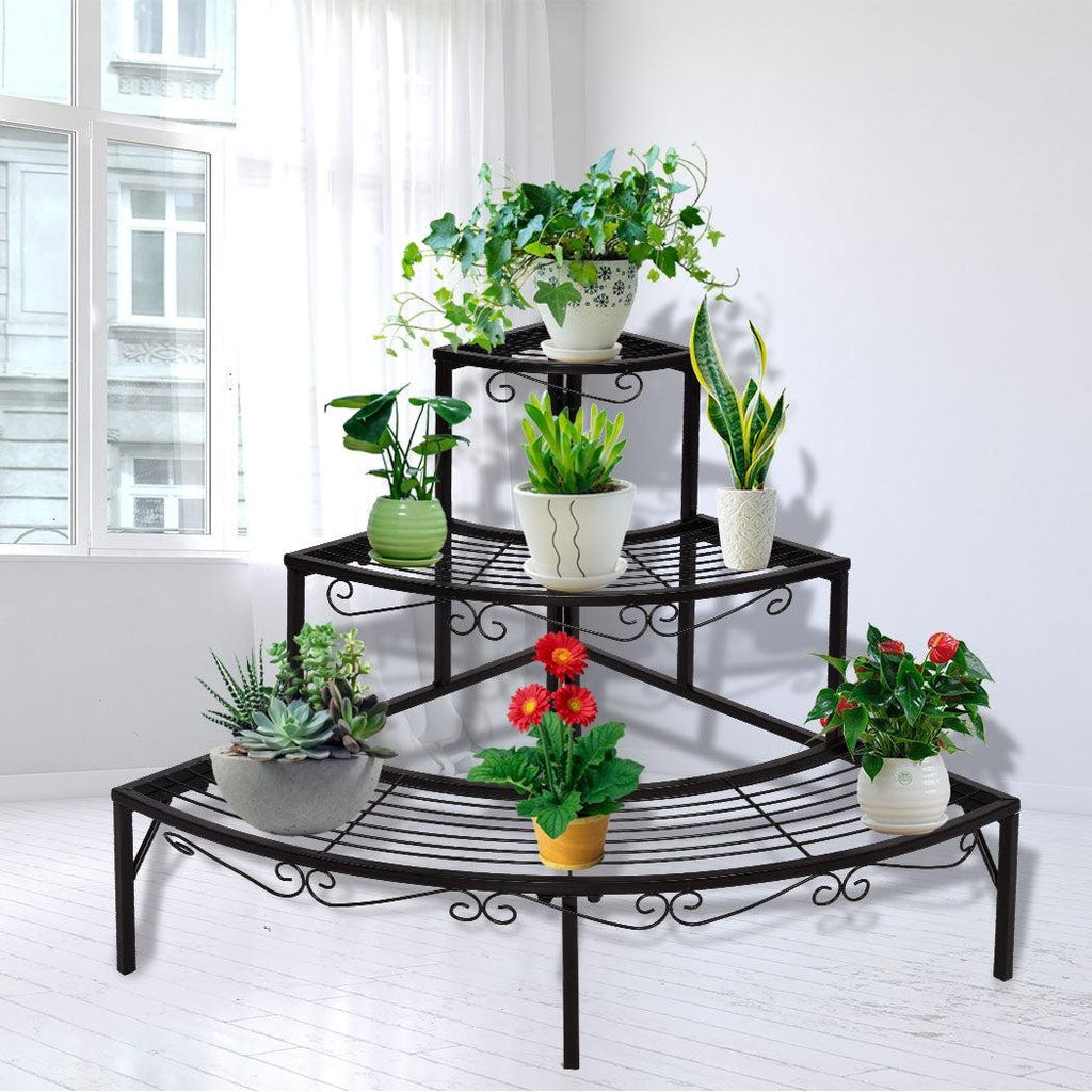 2x Levede Outdoor Indoor Plant Stand Garden Metal 3 Tier Planter Corner Shelf Deals499