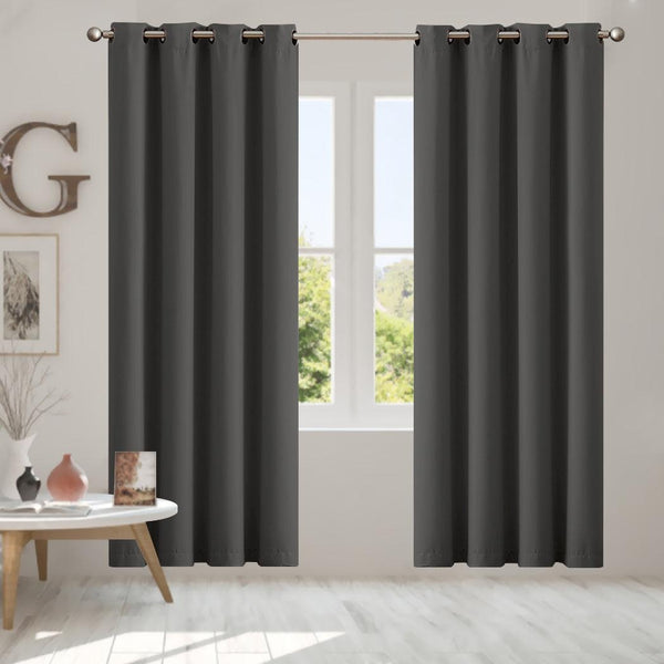 2x Blockout Curtains Panels 3 Layers Eyelet Room Darkening 140x230cm Charcoal Deals499