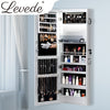 Levede Wall Mounted or Hang Over Mirror Jewellery Cabinet with LED Light White Deals499