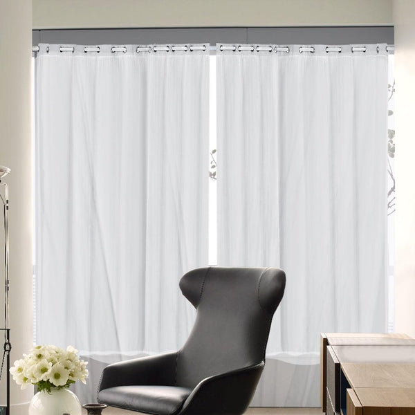 2x Blockout Curtains Panels 3 Layers with Gauze Room Darkening 300x230cm Grey Deals499