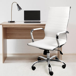 2PCS Office Chair Home Gaming Work Study Chairs PU Mat Seat Back Computer White Deals499
