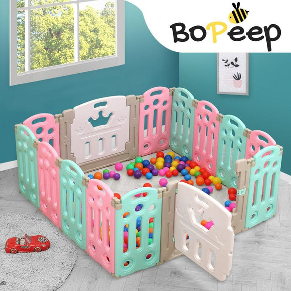 BoPeep Kids Playpen Baby Safety Gates Kid Play Pen Toddler Fence Room 14 Panels Deals499
