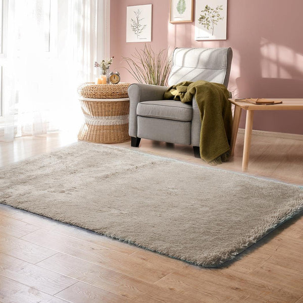 Designer Soft Shag Shaggy Floor Confetti Rug Carpet Home Decor 200x230cm Tan Deals499
