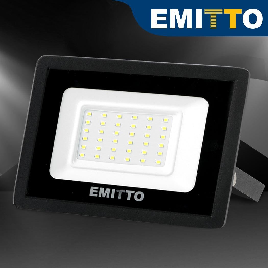 2x Emitto LED Flood Light 30W Outdoor Floodlights Lamp 220V-240V Cool White Deals499