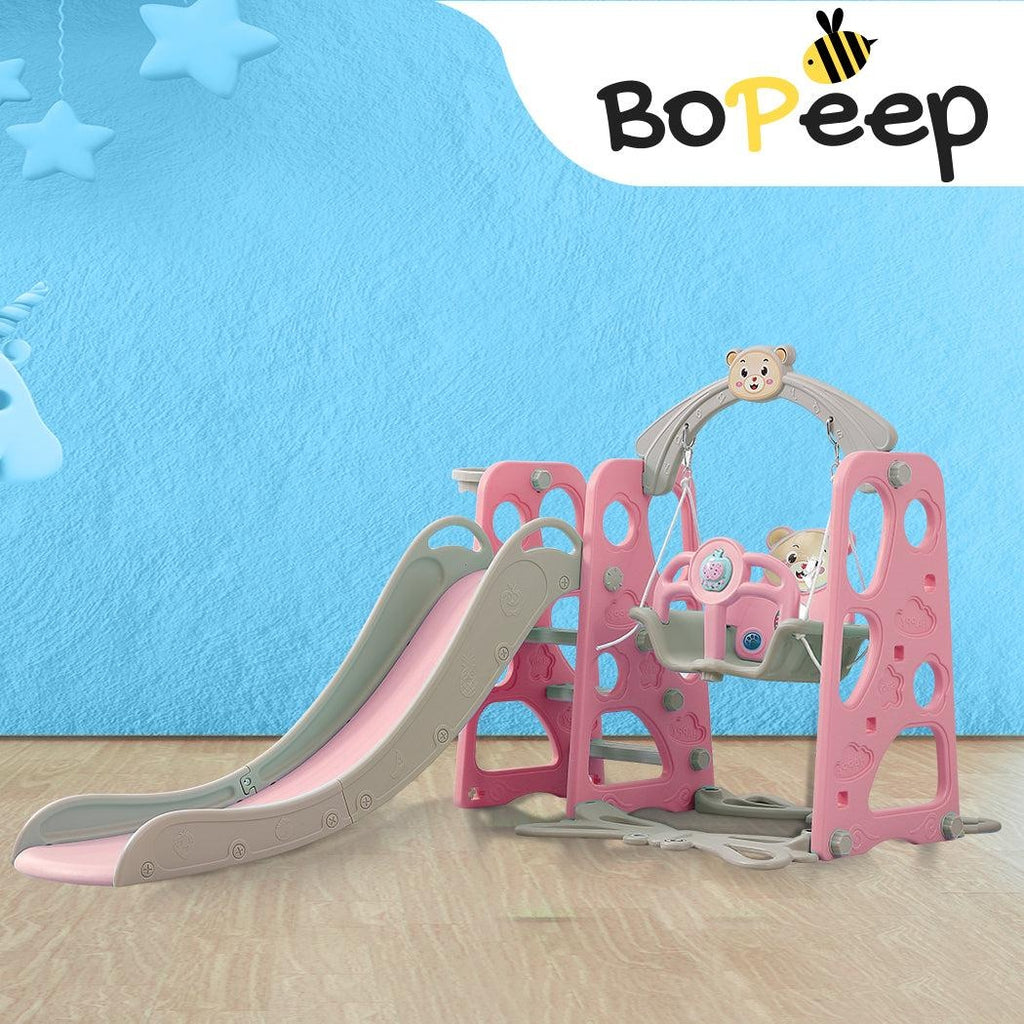 BoPeep Kids Slide Swing Basketball Ring Activity Center Toddlers Play Set Pink Deals499