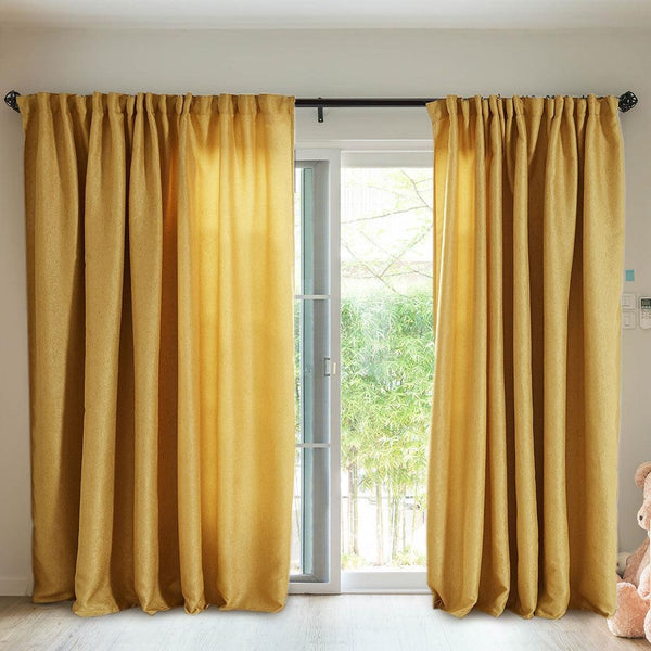 2X Blockout Curtains Curtain Living Room Window Mustard 132CM x 213CM Deals499