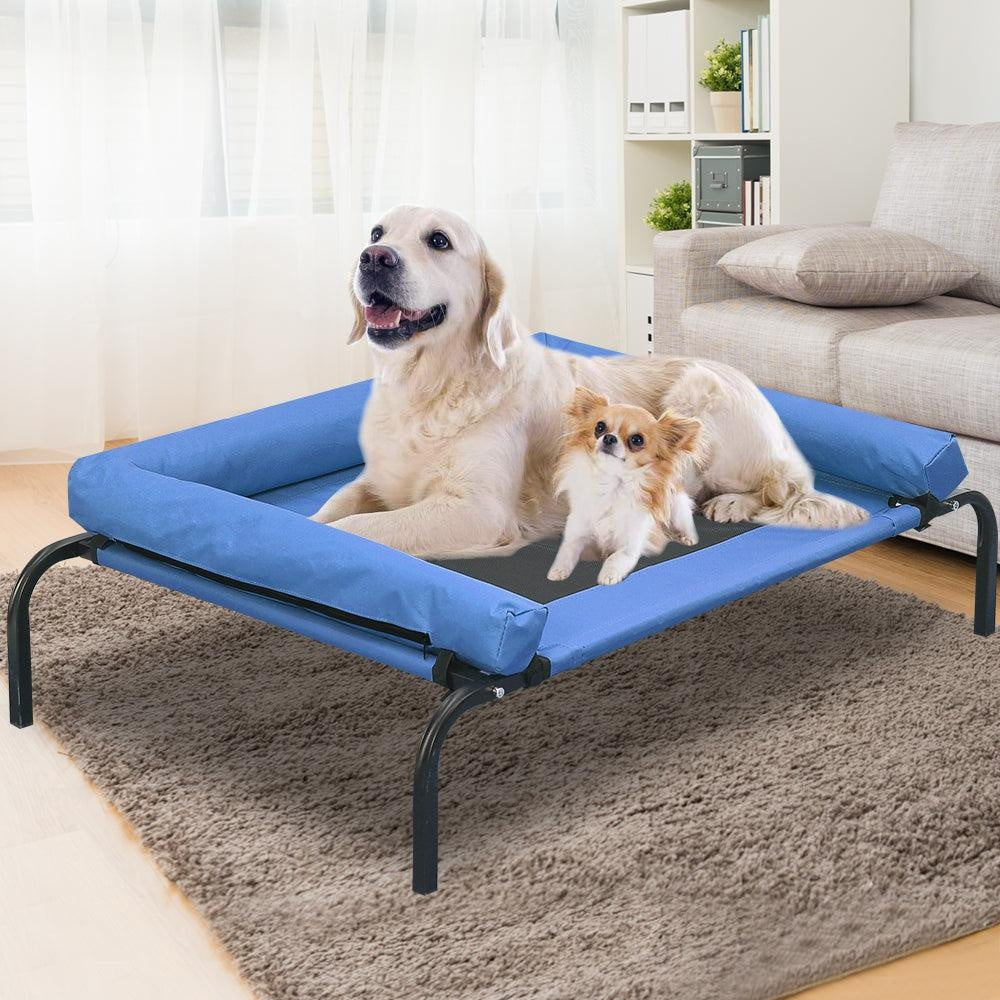 PaWz Pet Bed Heavy Duty Frame Hammock Bolster Trampoline Dog Puppy Mesh XL Blue Deals499