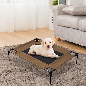 PaWz Heavy Duty Pet Bed Trampoline Dog Puppy Cat Hammock Mesh  Canvas S Tan Deals499