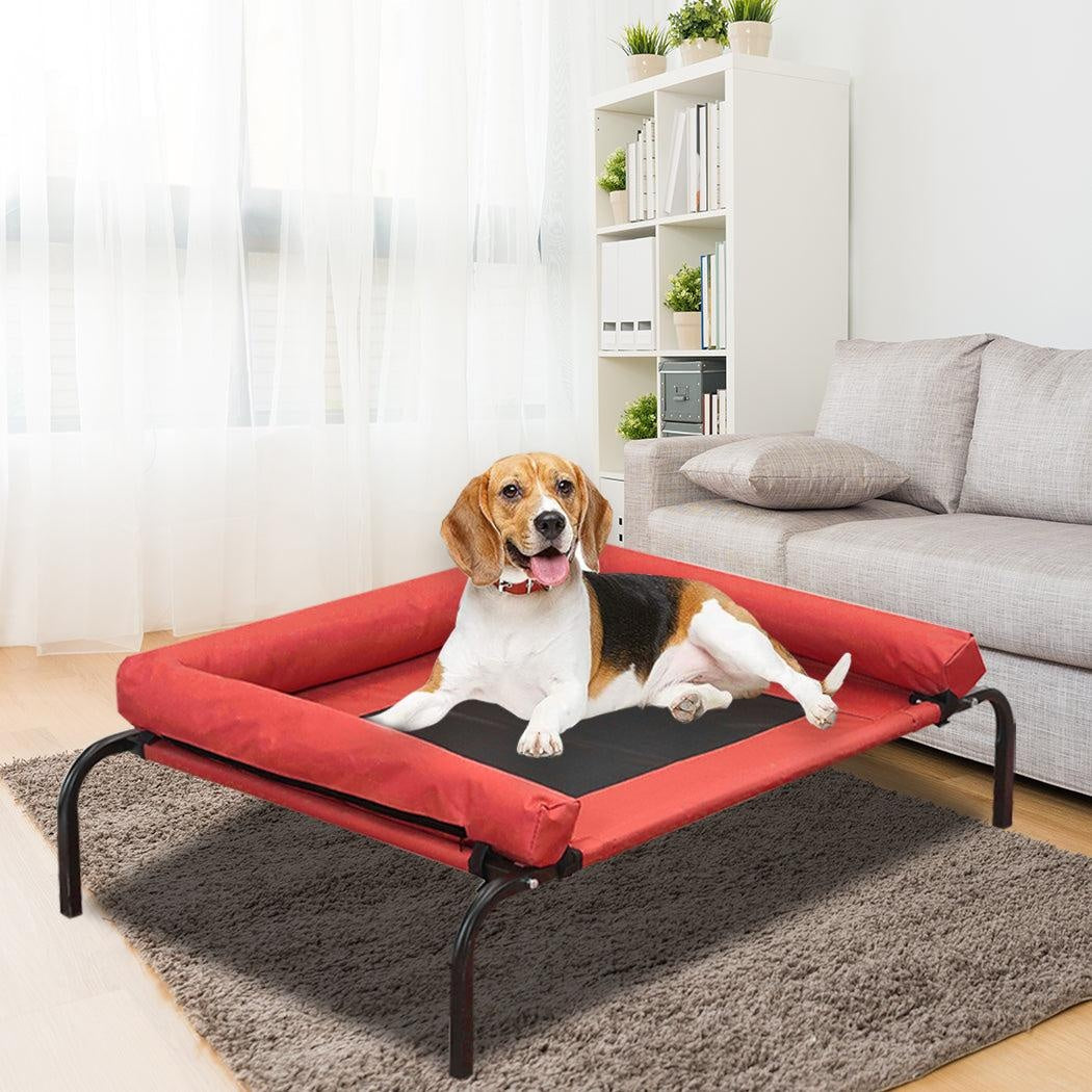 PaWz Pet Bed Heavy Duty Frame Hammock Bolster Trampoline Dog Puppy Mesh M Red Deals499
